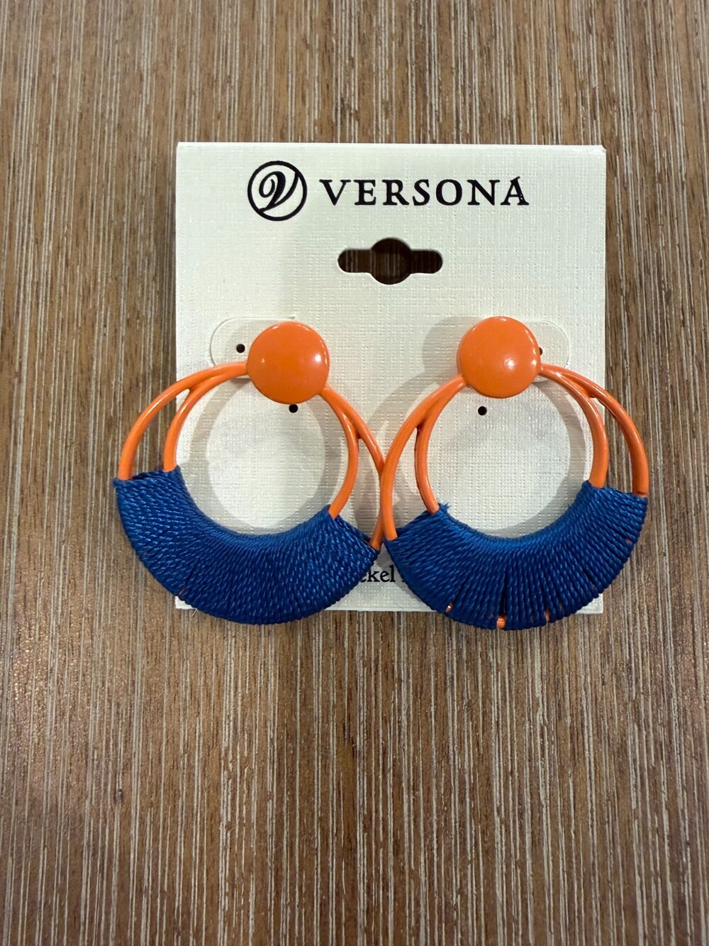 Versona Orange & Navy Fringe Hoop Earrings NWT Gator Game Day Colors